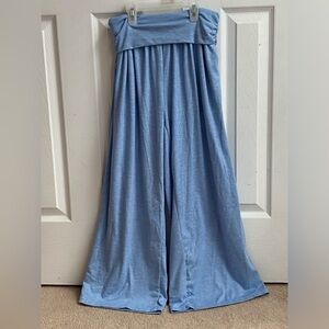 Women's Blue Wide-Leg Cropped Lounge Pant